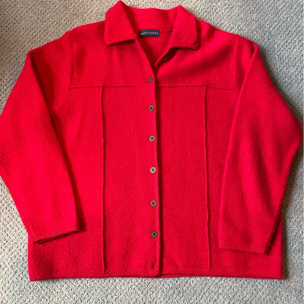 Red wool cardigan sweater - Karen Scott
